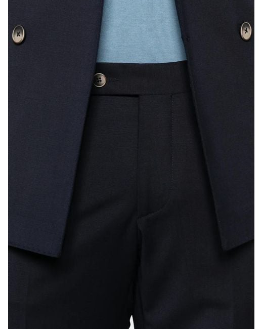 VELA SHOP Blue Double-Breasted Peaked-Lapel Suit for men