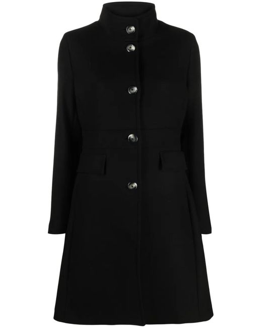 Herno Black Stylish Wool Blend Coat