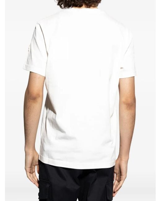 Moncler White Logo-Print Cotton T-Shirt for men