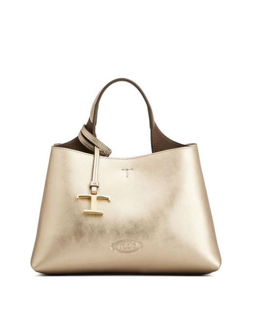 Borsa Tote Con Ciondolo T Timeless di Tod's in Natural