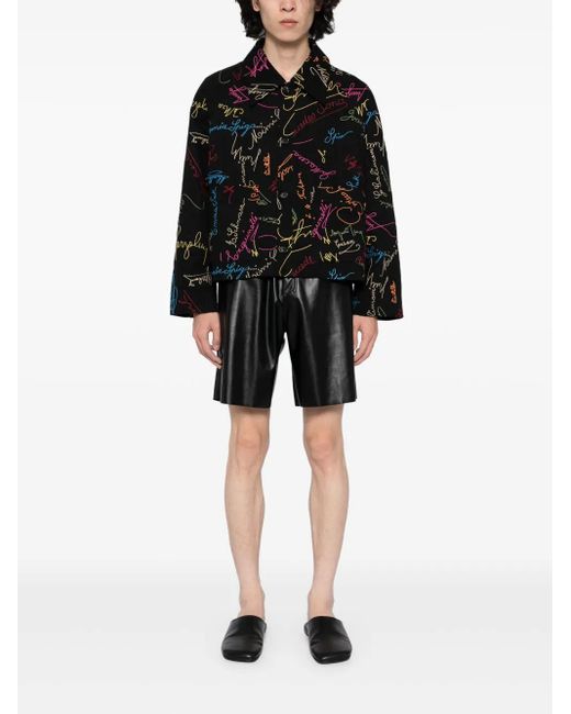 Bode Black Signature Scrawl Jacket for men