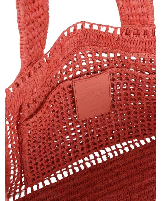 Chloé Woven Embroidered-Logo Tote Bag