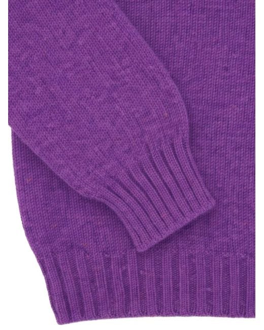 Fortela Purple Shetland Crew Neck Sweater for men