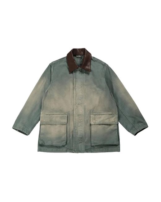 Auralee Contrasting-collar Jacket Green