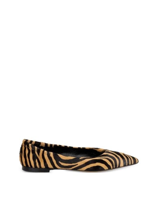 Pomme D ́Or White Zebra-Pattern Flat Pumps