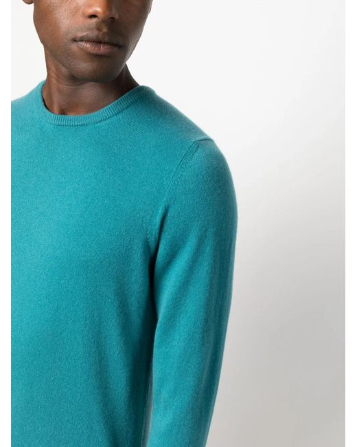 Malo Blue Ribbed Cashmere Jumper for men