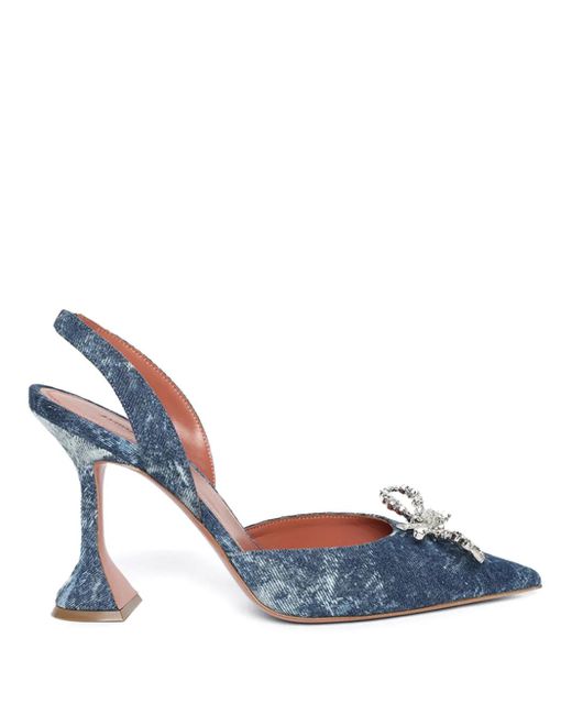 AMINA MUADDI Blue Rosie 110Mm Denim Slingback Pumps