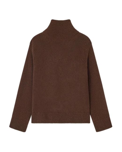 Ganni Brown High-Neck Open-Back Pullover