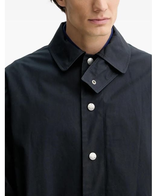 A.P.C. Blue Cappotti Button-Fastening Longline Coat for men