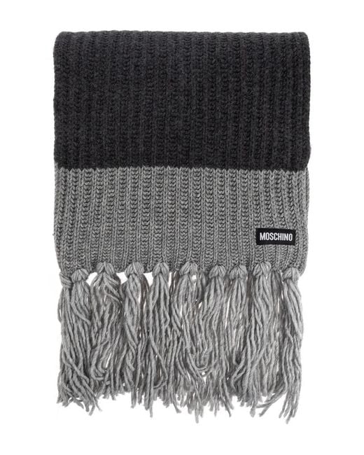 Sciarpa A Coste Con Frange di Moschino in Black