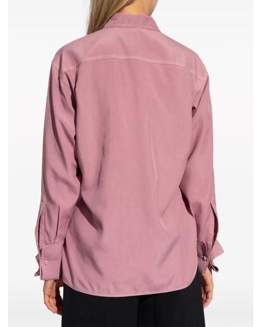 Max Mara Pink Button-Up Silk Shirt