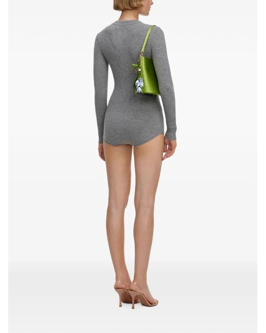 Self-Portrait Gray Button Knit Playsuit