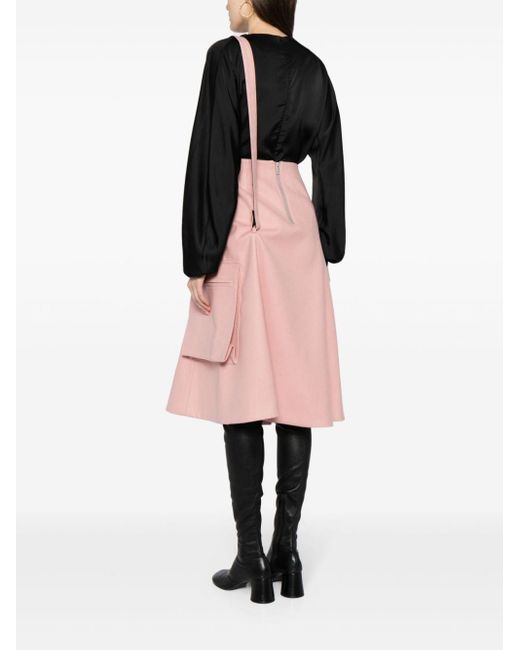 Sacai Pink A-line Wool Midi Skirt