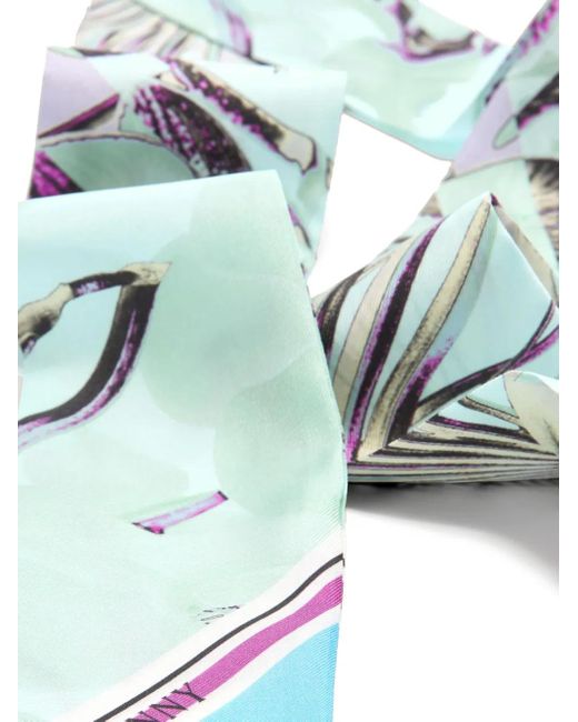 Genny Blue Abstract-Pattern Scarf