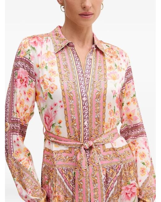 Hale Bob Pink Nicandra Floral-Print Belted Maxi Dress