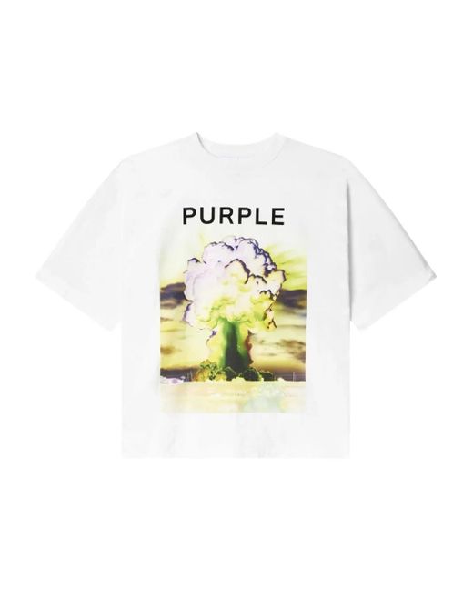 Purple Brand Metallic Graphic-Print Cotton T-Shirt for men