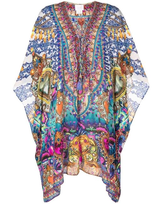 Camilla Silk Lucky Charms Lace-up Kaftan Dress in Blue | Lyst Canada