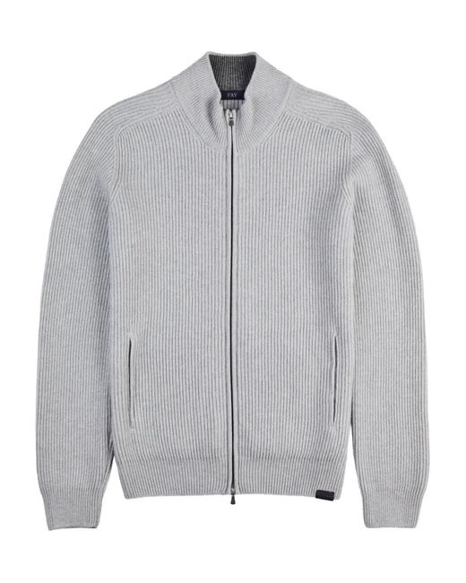 Fay Gray Zip Ribbed Cardigan for men