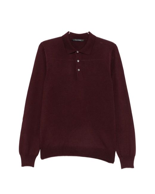 Tagliatore Red Long-Sleeves Polo Shirt for men