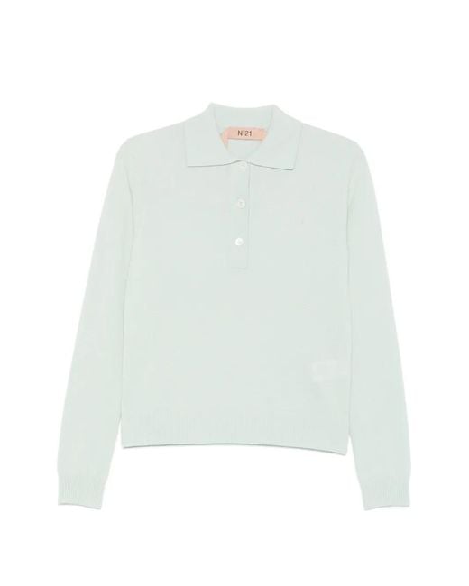 N°21 White Logo-Embroidered Polo Top