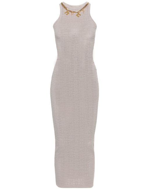 Elisabetta Franchi White Chain-link Sleeveless Maxi Dress