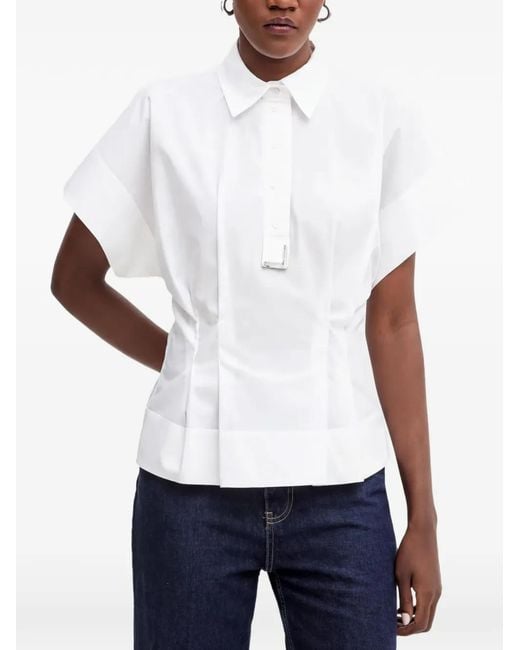 Karl Lagerfeld White Metal Detail Poplin Shirt