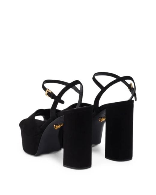 Prada Black Suede Platform Sandals
