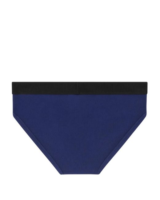 Versace Blue Cotton Ribbed Briefs for men