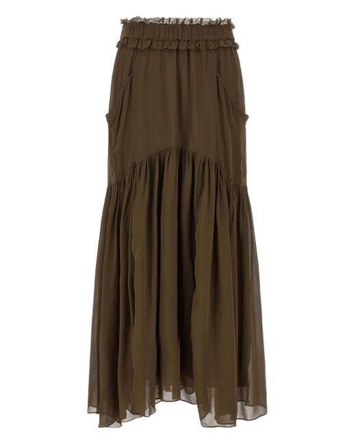 Isabel Marant Green Besma Ruffled Maxi Skirt