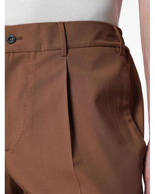 Santaniello Brown Irno Pleated Trousers for men