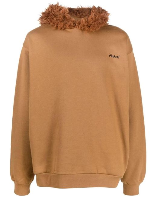 Marni Camel Brown Cotton Hoodie for men