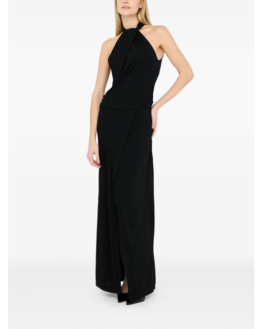 jo draped bodycon dress Ronny Kobo Jo Low-Cut Sequin Halter Mini Dress, Gold Multi Stripe, Women's, 8, Cocktail & Party Wedding Guest Dresses Halter Neck Dresses
