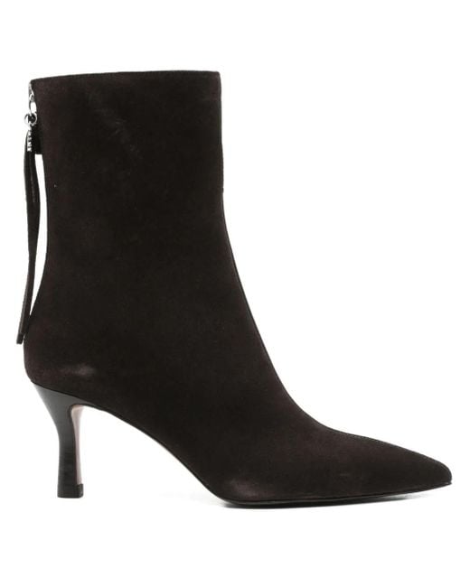 Maje Black 70Mm Pointed-Toe Zip-Up Boots