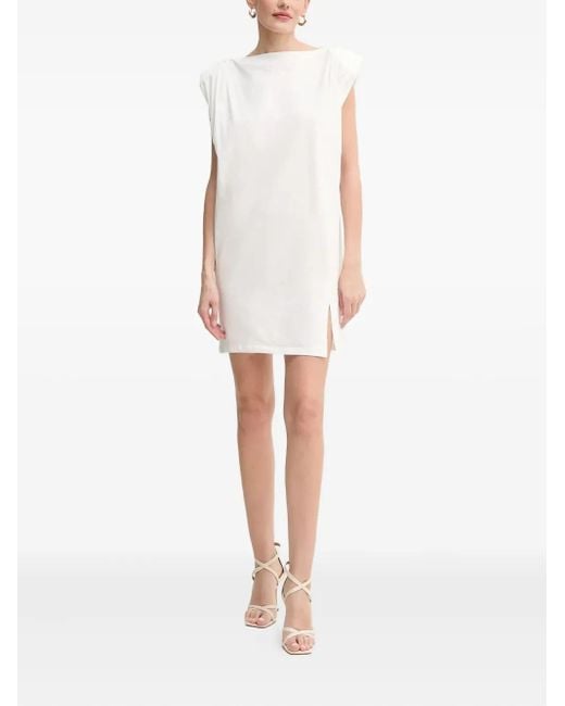 Pinko White Padded-Shoulder Dress