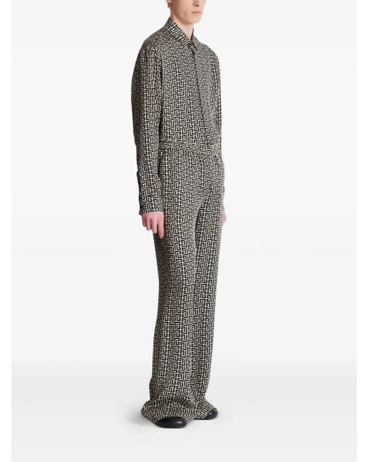 Pantalon À Motif Monogrammé Balmain pour homme en coloris Gray