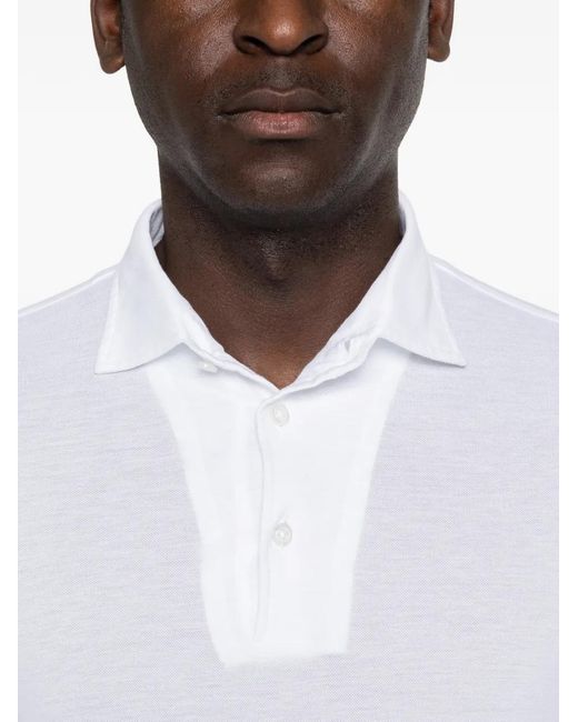 Barba Napoli White Long-Sleeve Polo Shirt for men