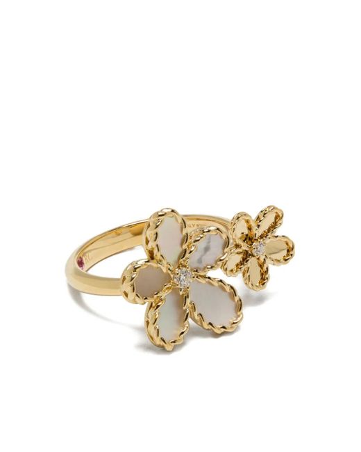 Bague En 18Ct Sertie De Nacre Et De Diamant Roberto Coin en coloris Metallic