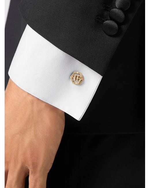 Philipp Plein Metallic Hexagon-Pp Cufflinks for men