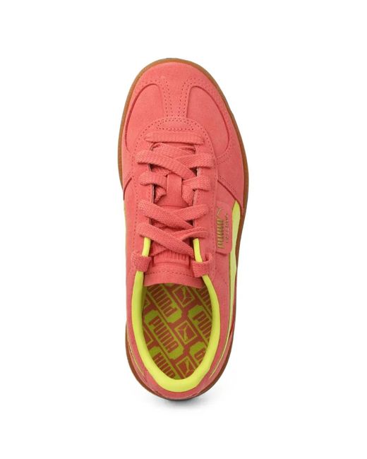 PUMA Red Palermo Logo-Patch Low-Top Sneakers