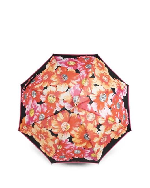 Moschino Pink Floral-Motif Umbrella