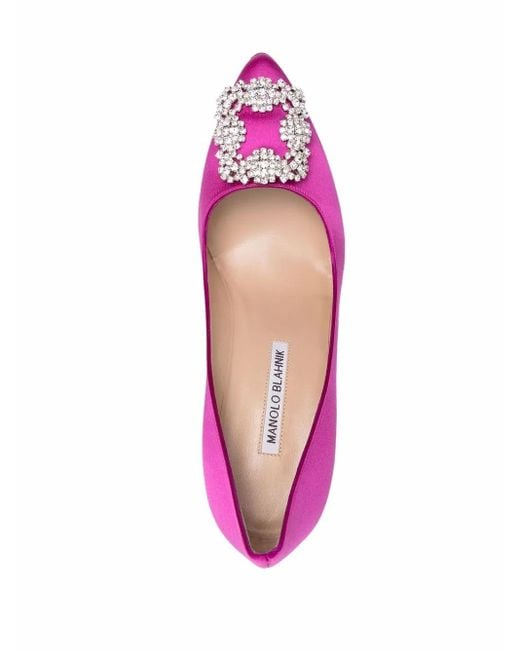 Manolo Blahnik Pink Hangisi Satin Pumps