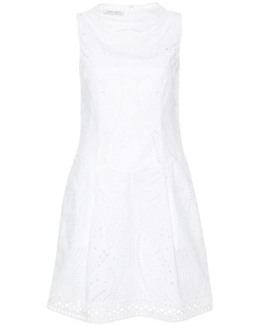 Alberta Ferretti Broderie-anglaise Dress in het White