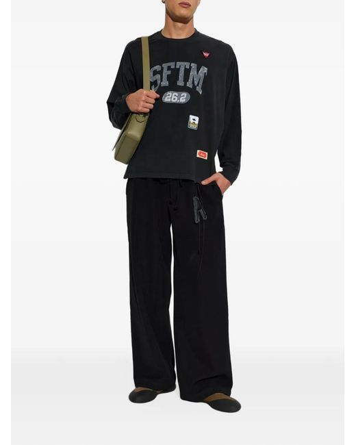 Song For The Mute Black Drawstring Wide-Leg Trousers for men