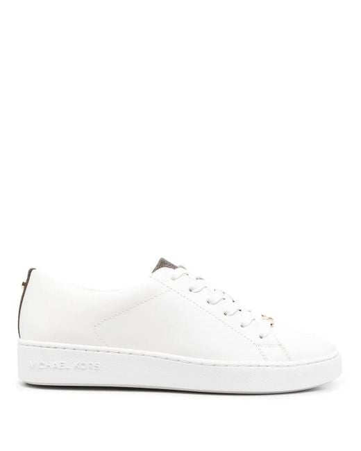 MICHAEL Michael Kors White Keaton Monogram-Panel Sneakers