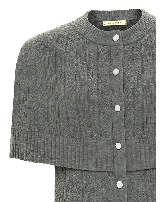 Hellessy Gray Cable-Knit Buttoned Cardigan