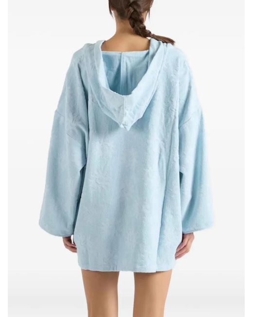Hunza G Blue Sunny Hooded Poncho