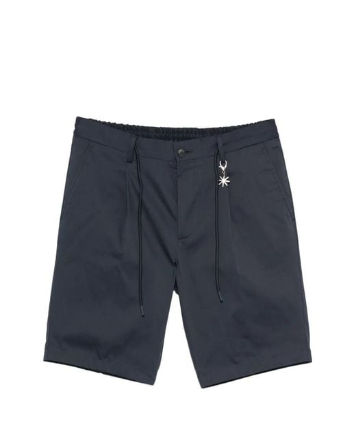Manuel Ritz Blue Pleated Drawstring Shorts for men