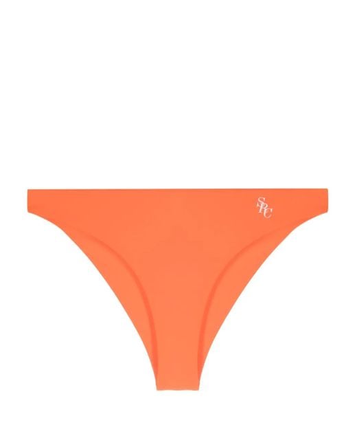 Sporty & Rich Orange Bas De Bikini Romy À Logo Imprimé