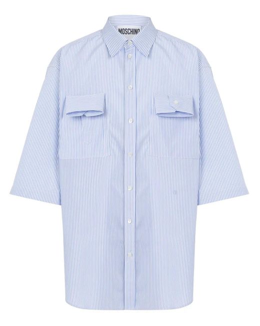 Moschino Blue Shirt With Applications for men