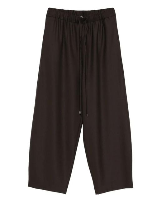 Antonelli Black Drawstring Cropped Trousers